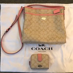 Coach messenger bag with a matching wallet